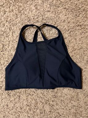 Black, High Neck, Sheer Panel, Adjustable Racer Style Straps, Tie Back NWOT